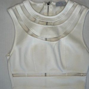 White Tobi Crop Top with Mesh Cutouts Size Small